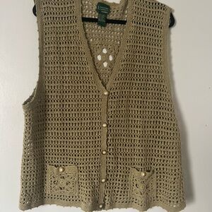 Koret Beige Crochet Knit Vest